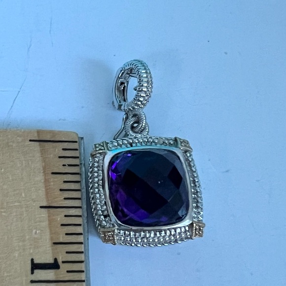 🔴Authentic Gabriel & Co Large Amethyst Sterling Silver & 14k Gold Pendent 🔴 - Picture 6 of 6